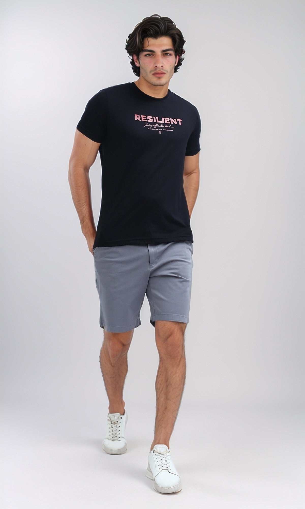 O178953 Round Neck Printed Black Casual Tee
