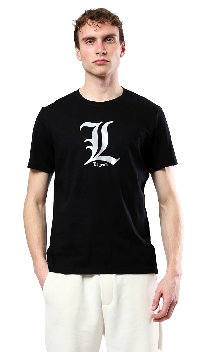 O178956 Printed "Legend" Short Sleeves Tee - Black 
