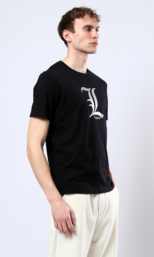O178956 Printed "Legend" Short Sleeves Tee - Black 