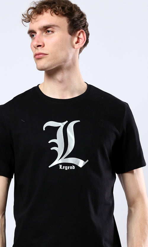 O178956 Printed "Legend" Short Sleeves Tee - Black 
