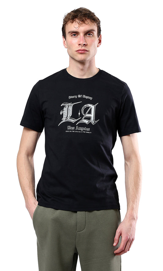 O178960 "Los Angeles" Short Sleeves Slip On Tee - Black