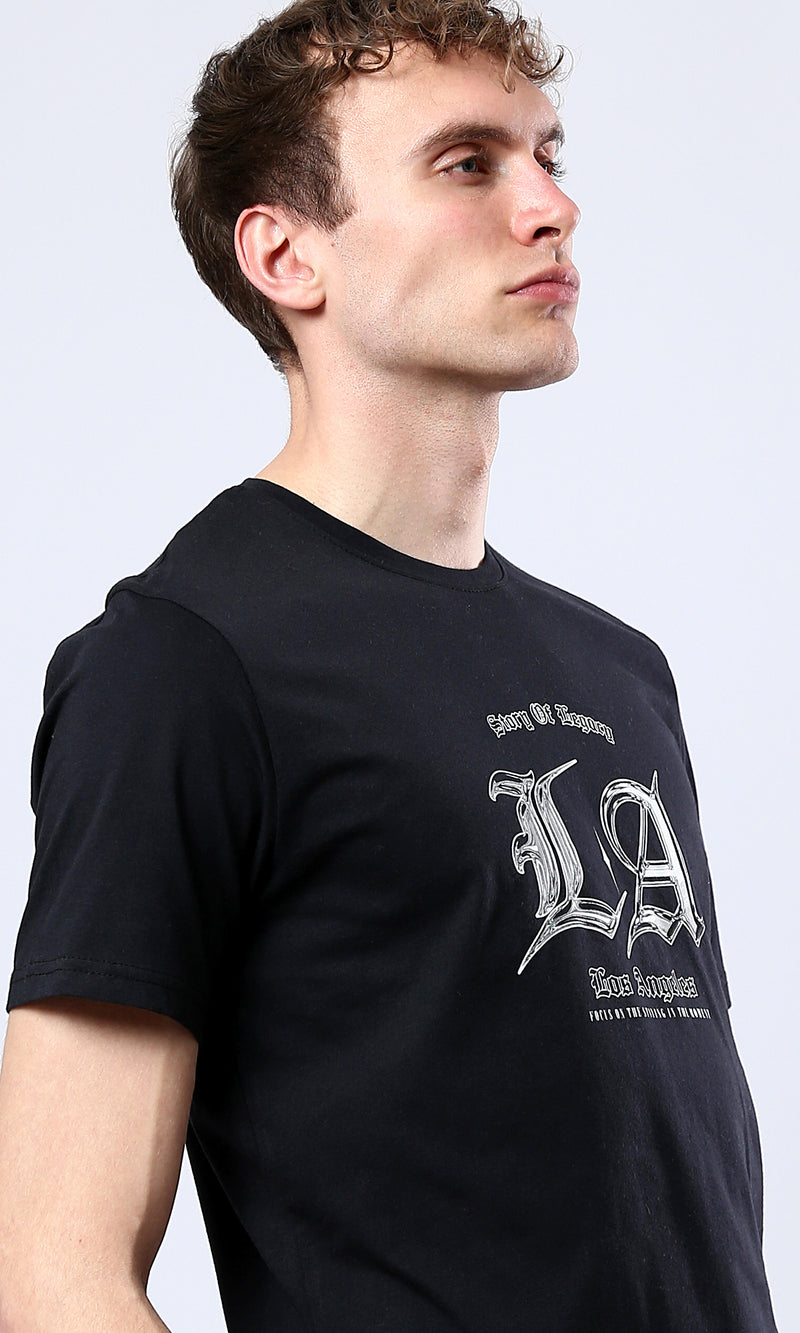 O178960 "Los Angeles" Short Sleeves Slip On Tee - Black