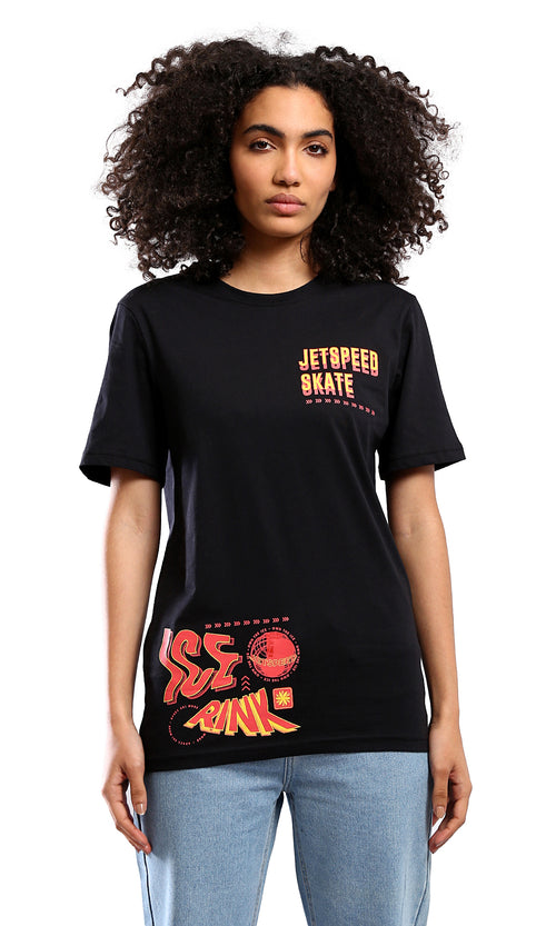 O178966 Printed "Jetspeed Skate" Black Short Sleeves Tee