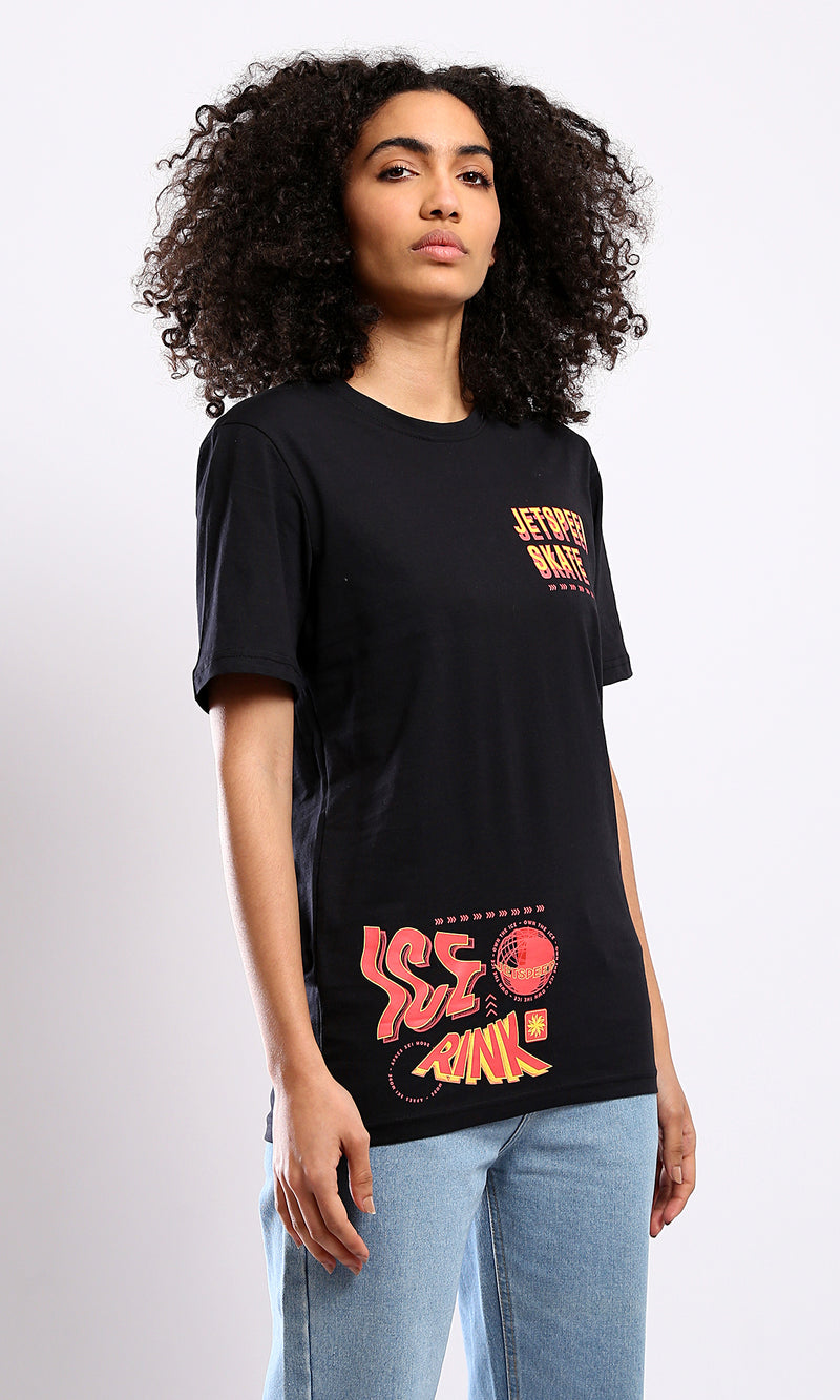 O178966 Printed "Jetspeed Skate" Black Short Sleeves Tee