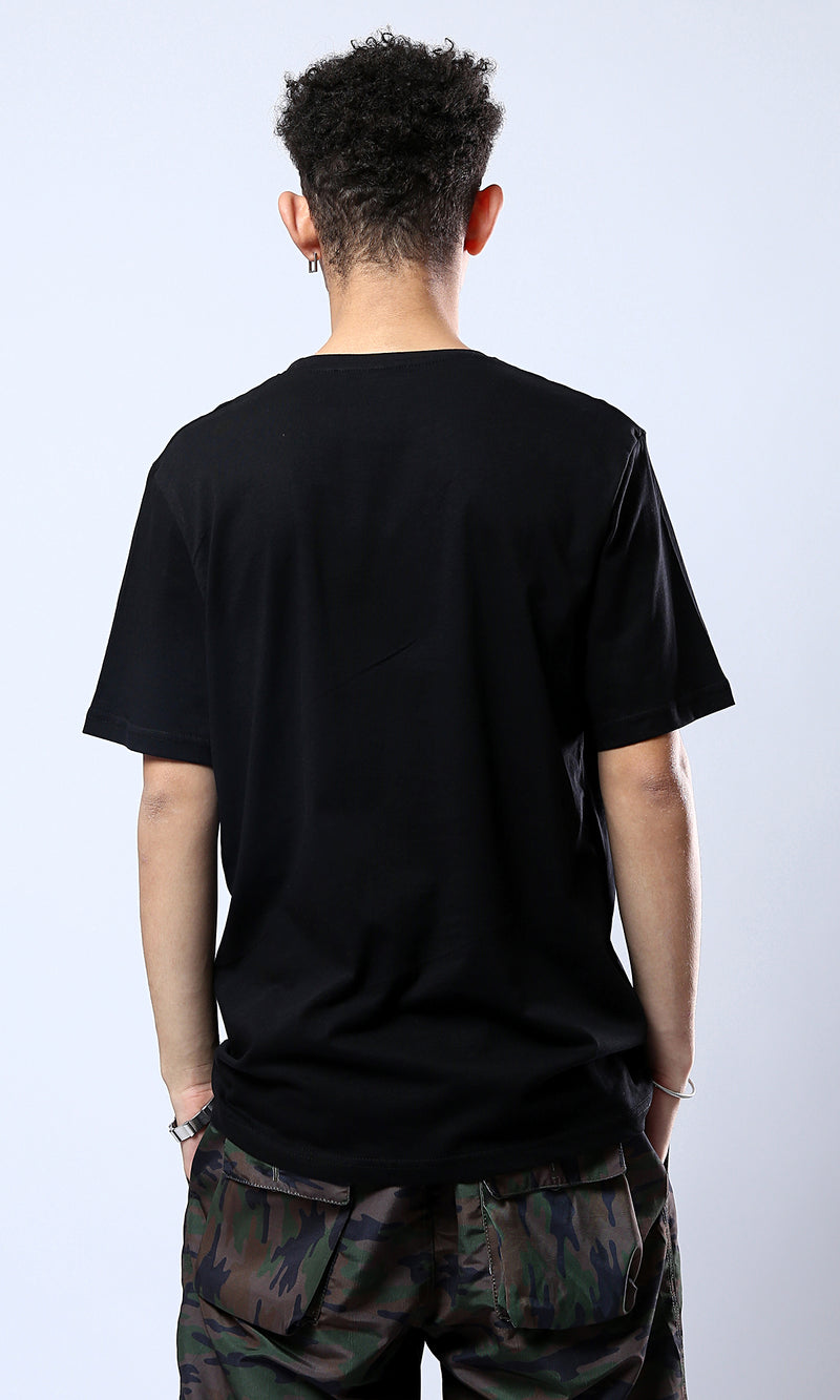 O178972 Slip On Black Printed "Positive" Tee