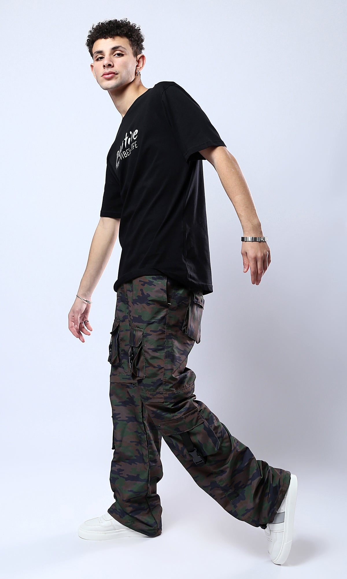 O178972 Slip On Black Printed "Positive" Tee