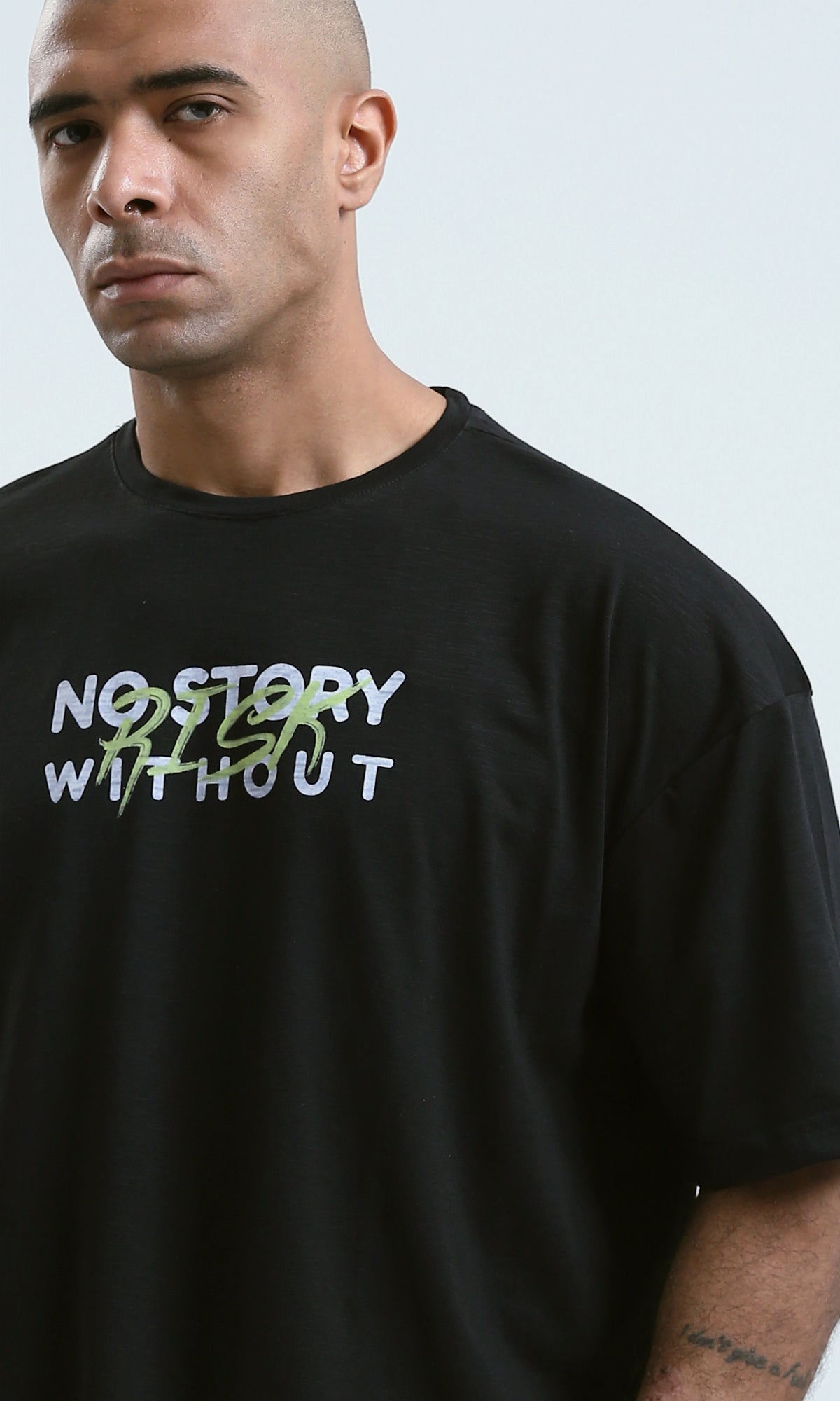 O178975 - "No Story" Black Printed Short Sleeves Tee