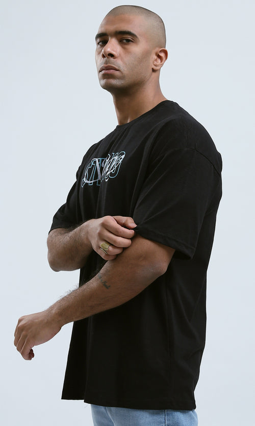 O178977 - "Stay Strong" Printed Elbow Sleeves Black Tee