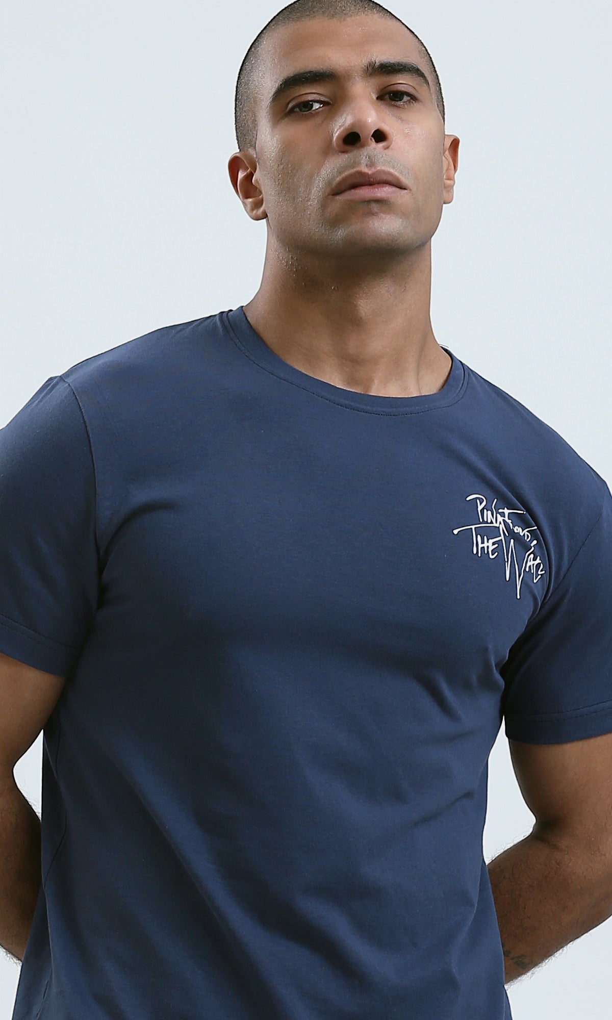 O179007 Crew Neck Navy Blue Slip On Summer Tee