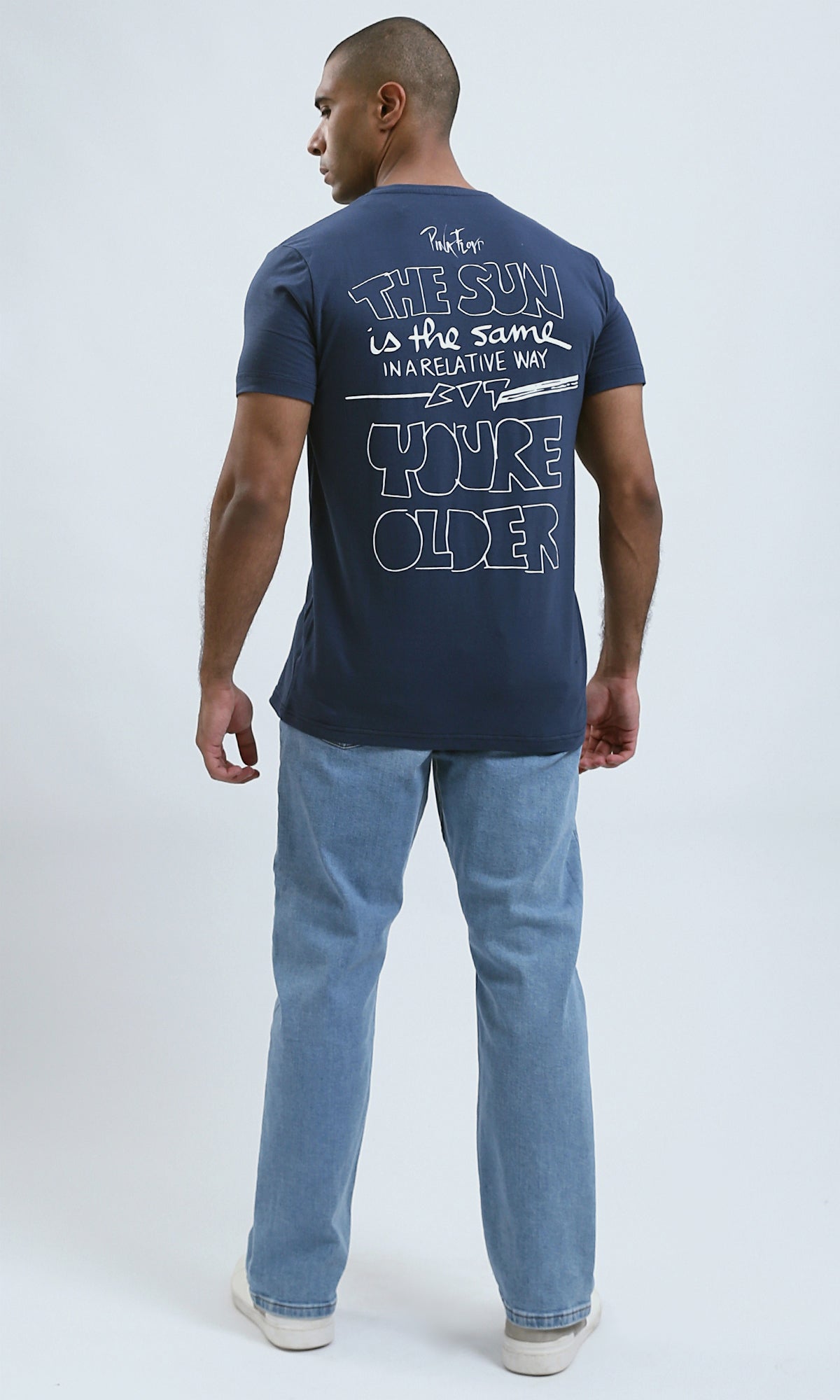 O179007 Crew Neck Navy Blue Slip On Summer Tee