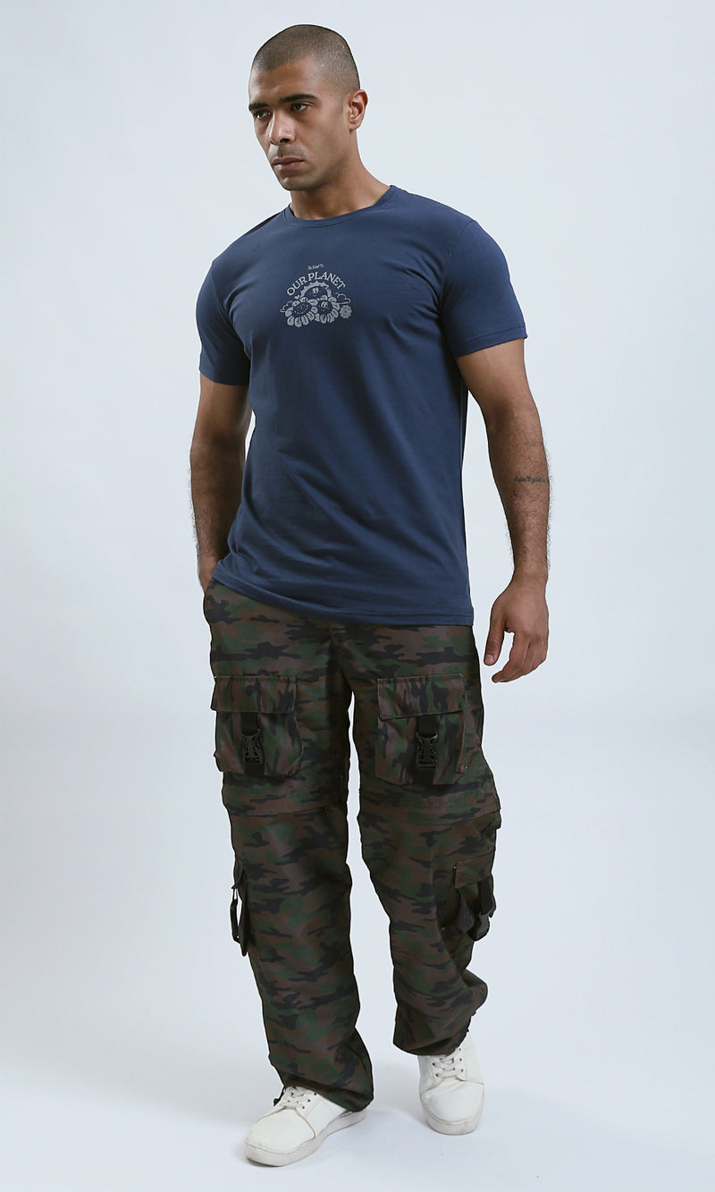 O179009 - Navy Blue Printed "Our Planet" Short Sleeves