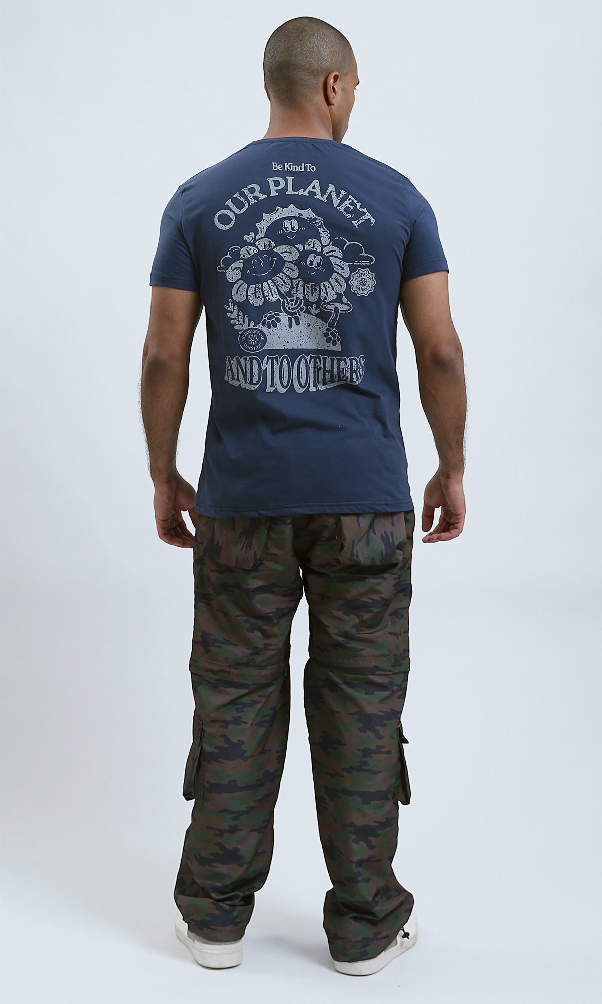 O179009 Navy Blue Printed "Our Planet" Short Sleeves