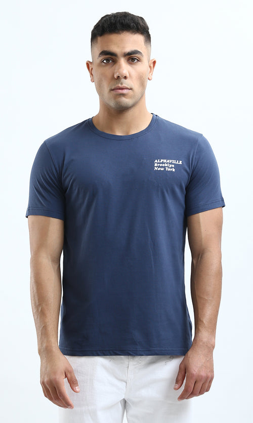 O179010 Crew Neck Navy Blue Slip On Summer Tee