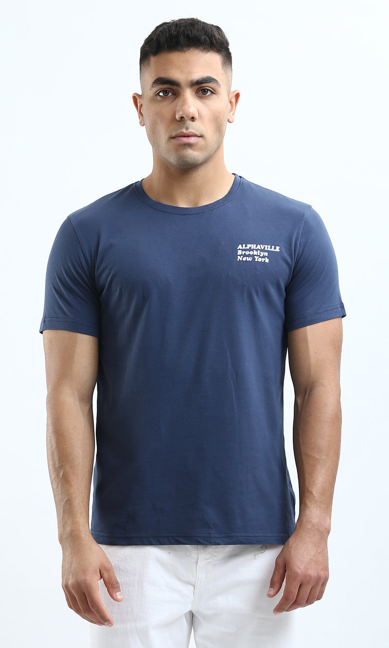 O179010 Crew Neck Navy Blue Slip On Summer Tee