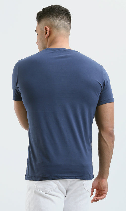 O179010 Crew Neck Navy Blue Slip On Summer Tee