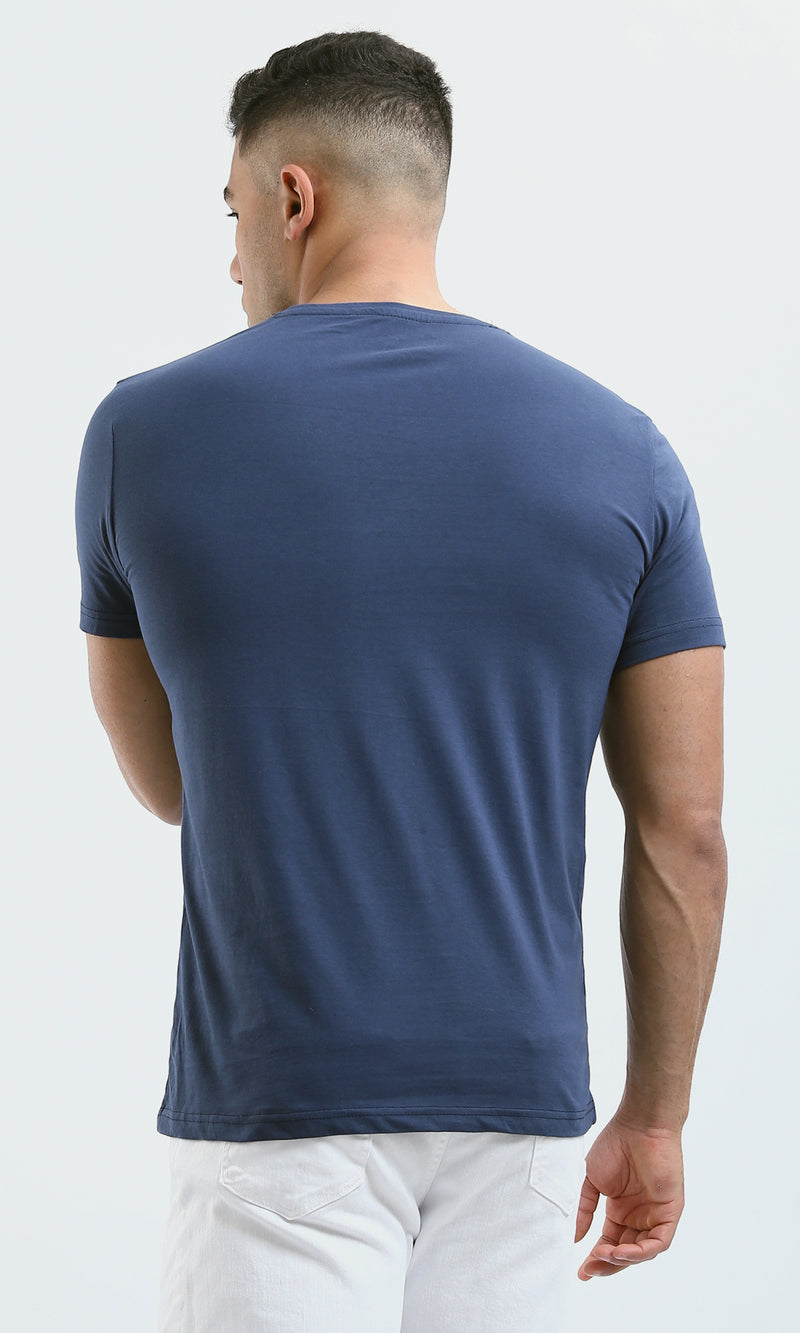 O179010 Crew Neck Navy Blue Slip On Summer Tee