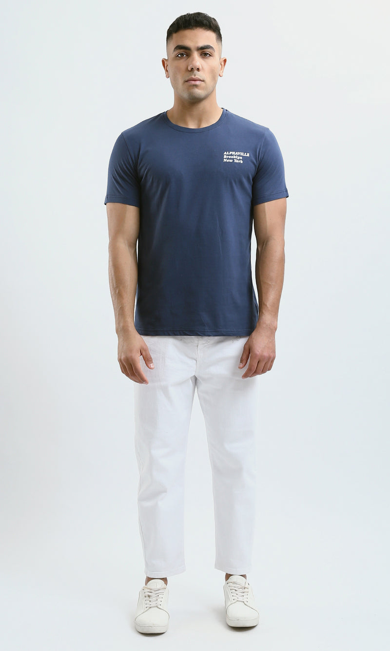 O179010 Crew Neck Navy Blue Slip On Summer Tee