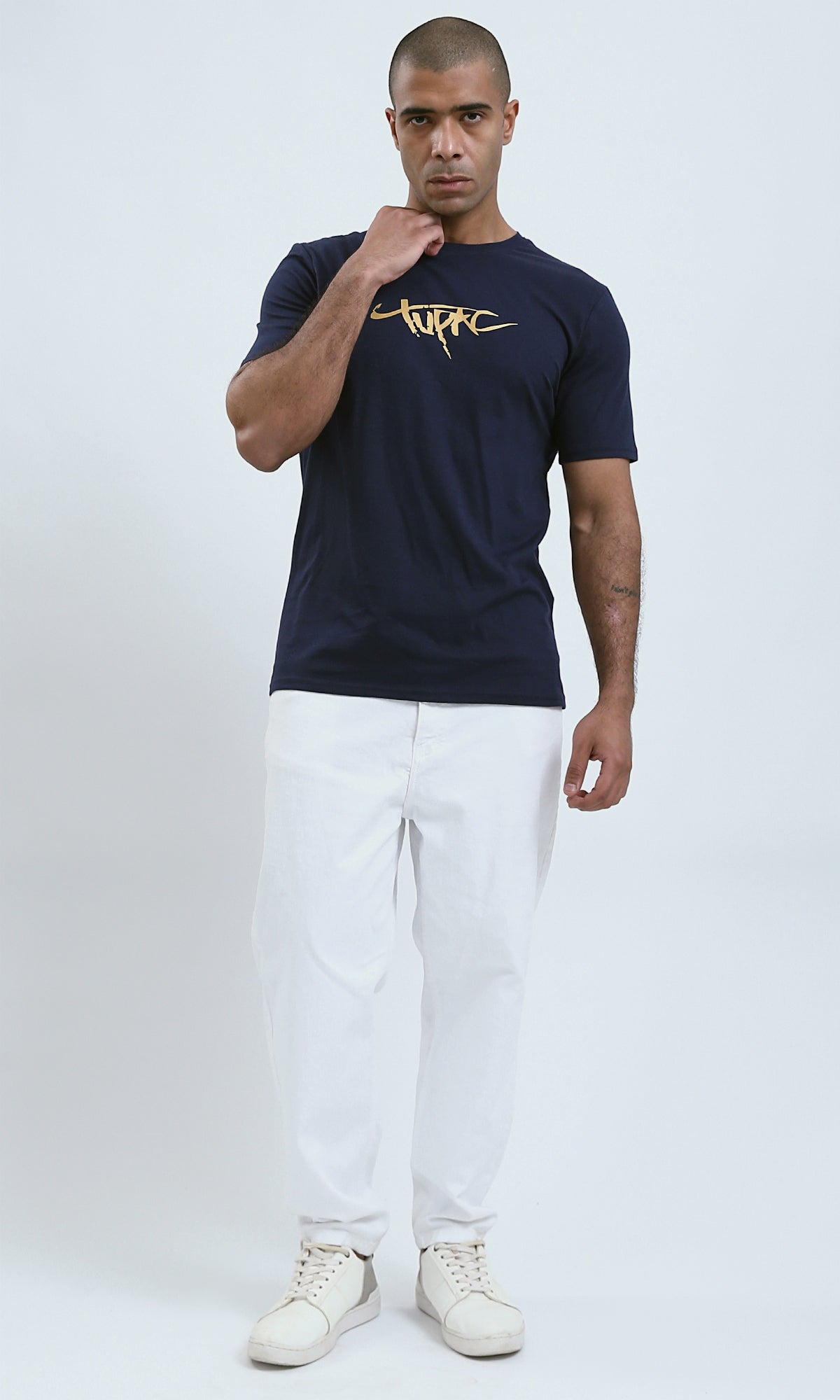 O179015 - Round Neck Short Sleeves Heather Navy Blue Tee