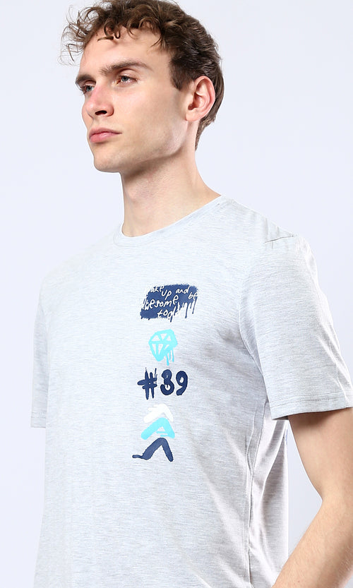 O179029 Regular Fit Light Grey Tee With Round Neck