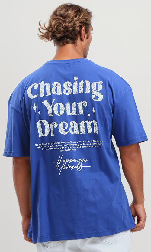 O179032 Printed Slip On Cotton Blue Tee