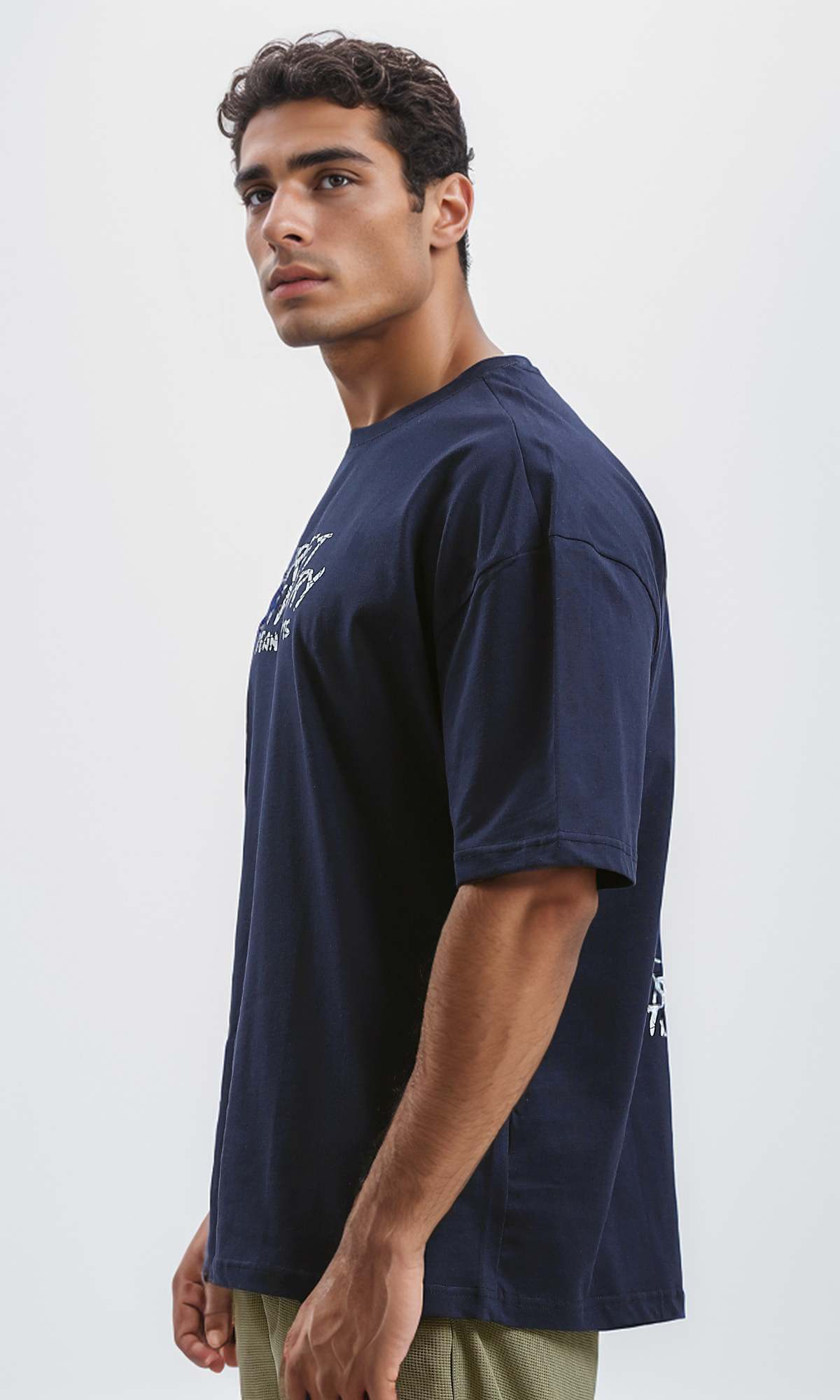 O179035 Front & Back Print Relaxed Fit Tee - Dark Navy Blue