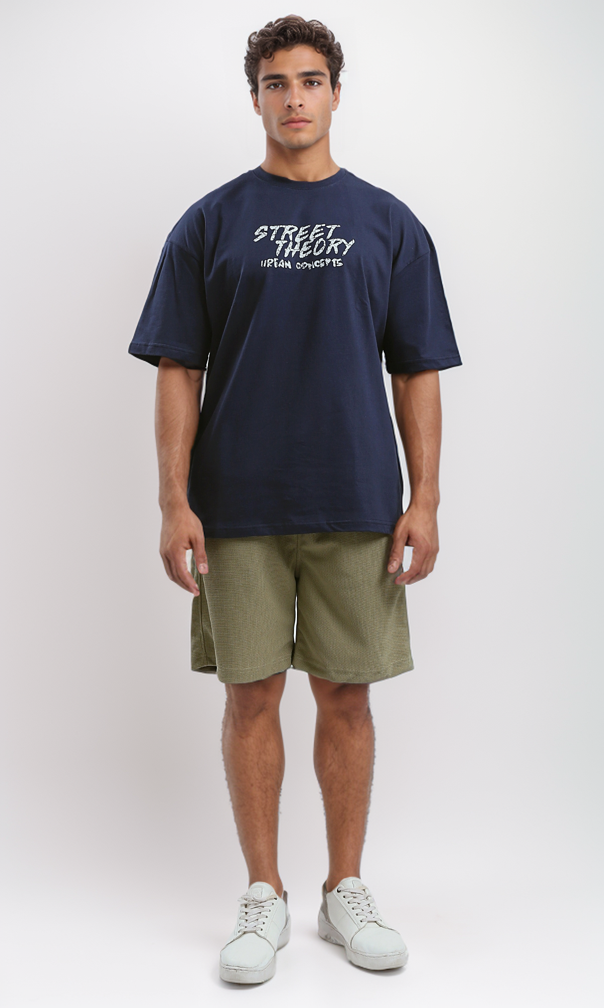 O179035 Front & Back Print Relaxed Fit Tee - Dark Navy Blue