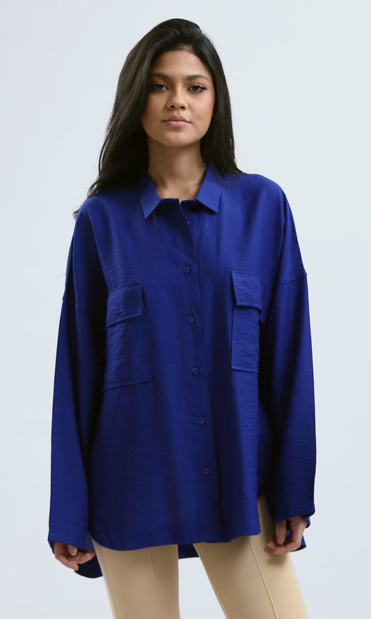 O179147 Dark Blue Summer Long Sleeve Shirt