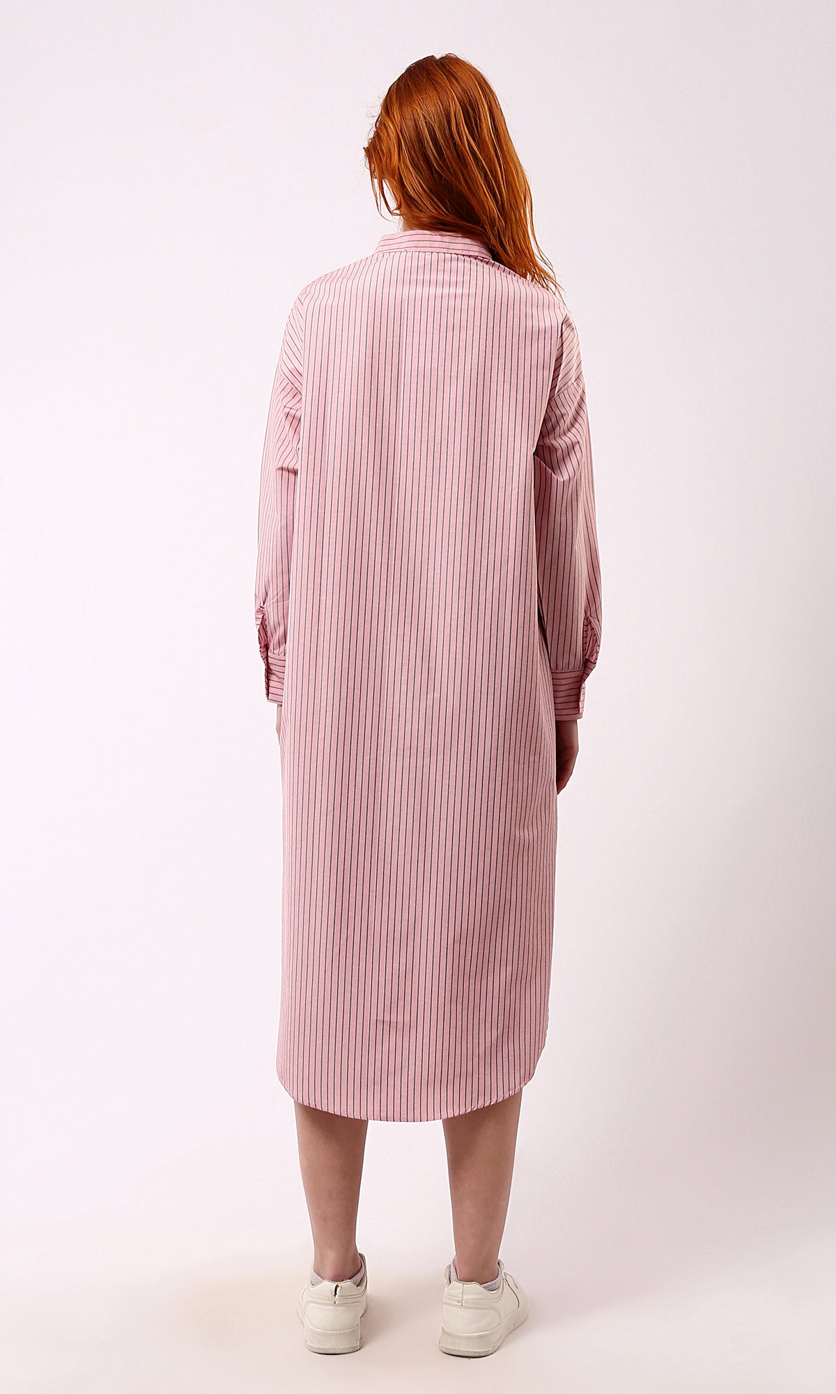 O179191 Relaxed Fit Striped Light Coral Shirt Dress