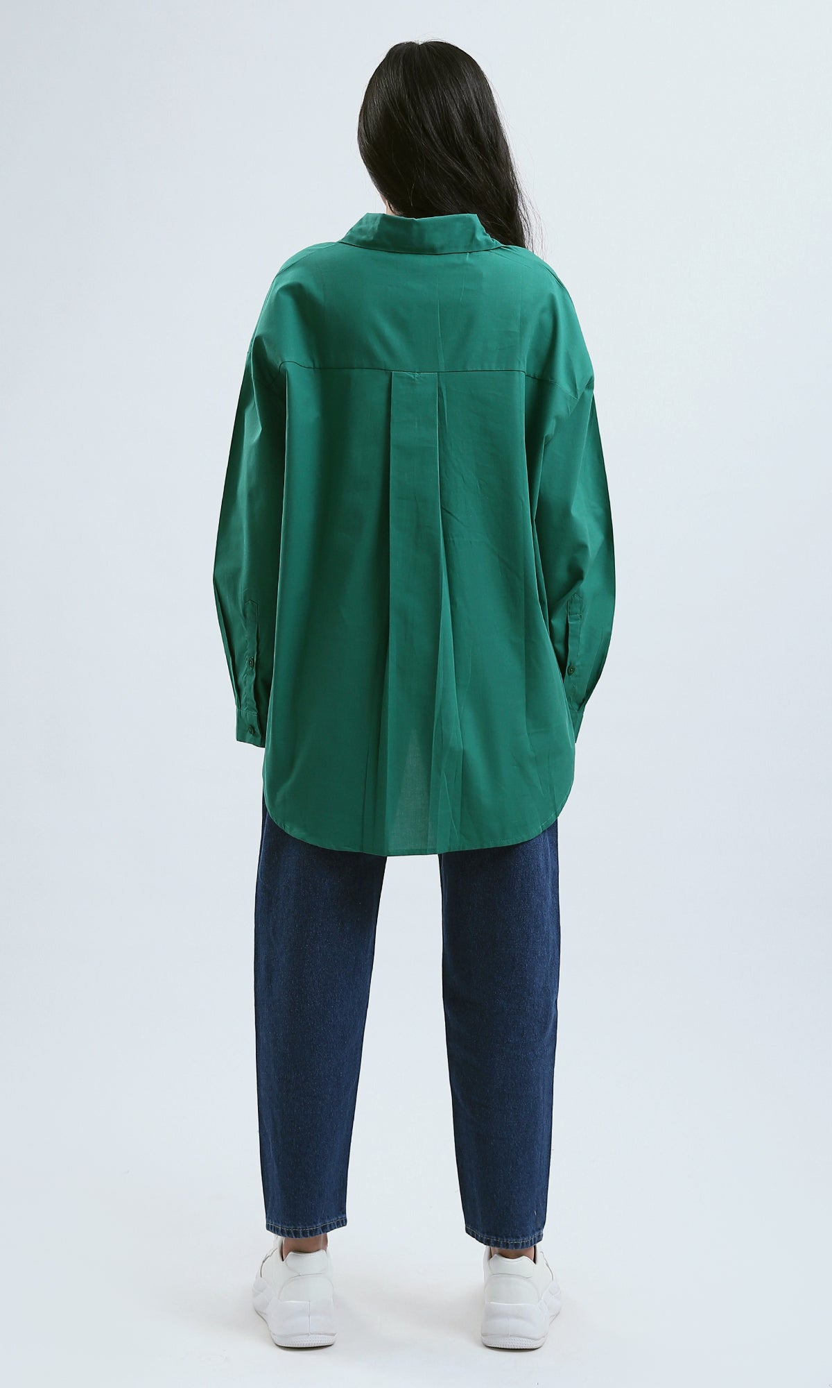 O179208 Solid Buttons Down Green Long Sleeve Shirt