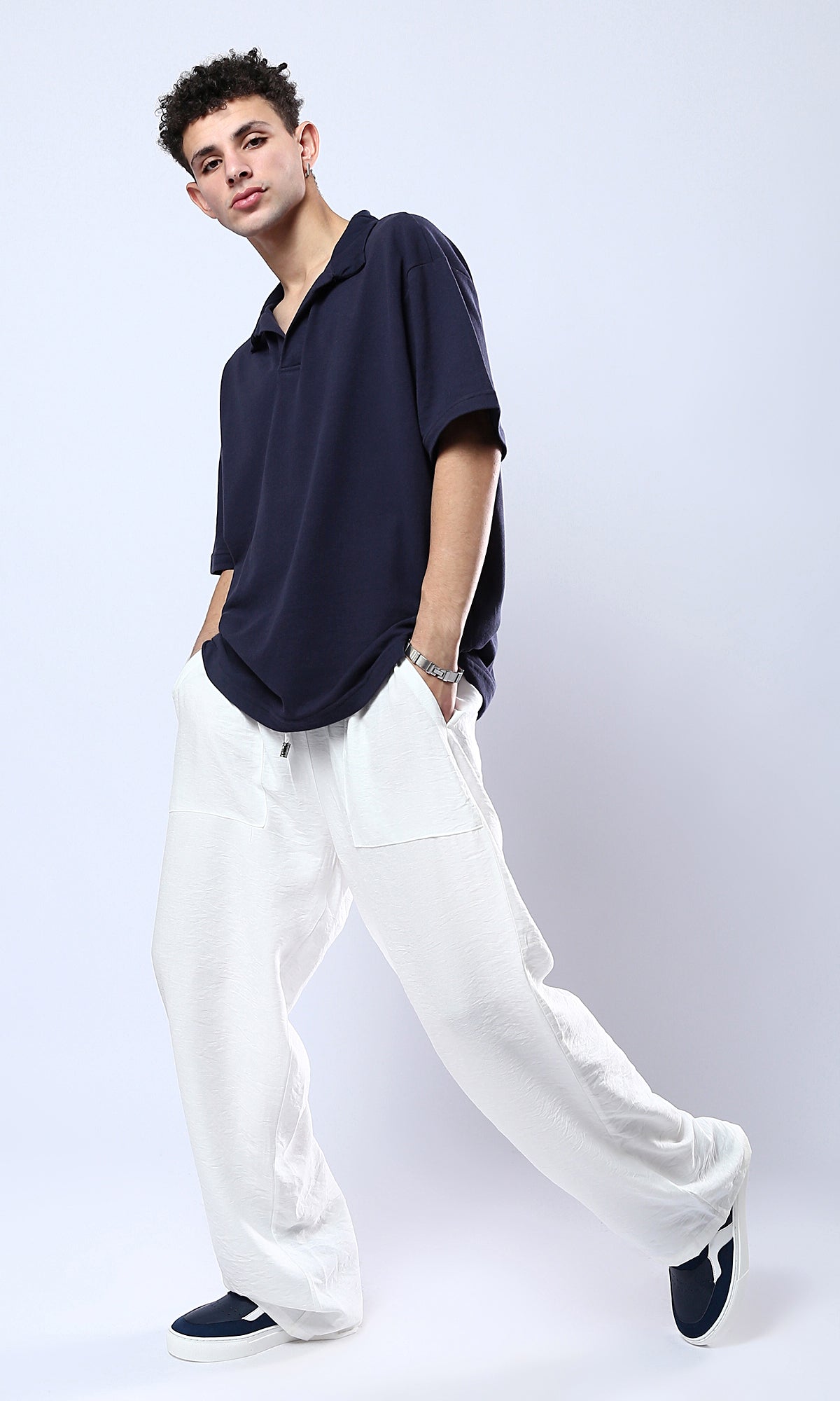 Midnight Navy Relaxed Fit Open Collar Polo Shirt - 0179248