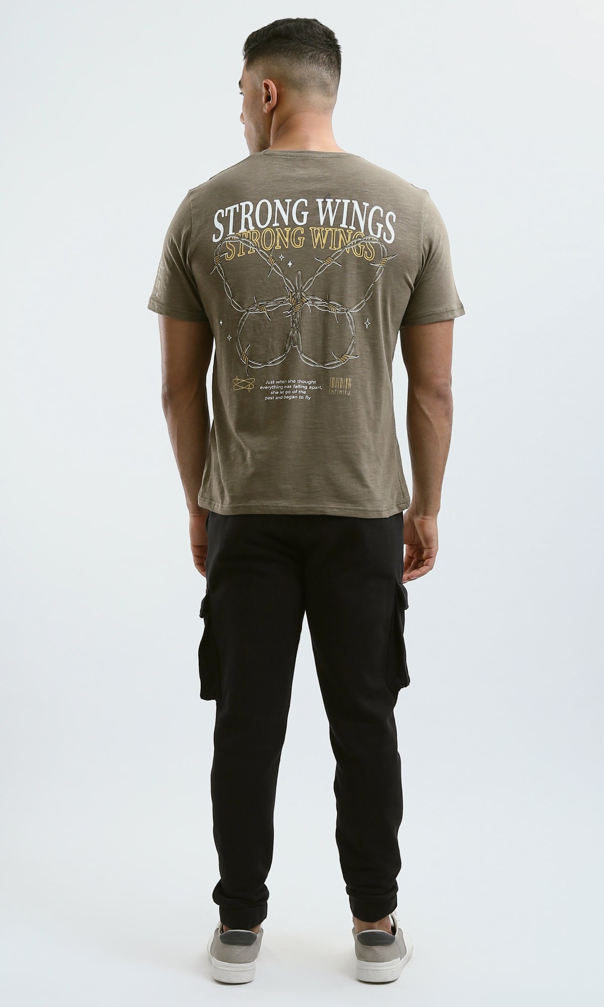O179359 "Strong Wings" Heather Dark Khaki Short Sleeves Tee