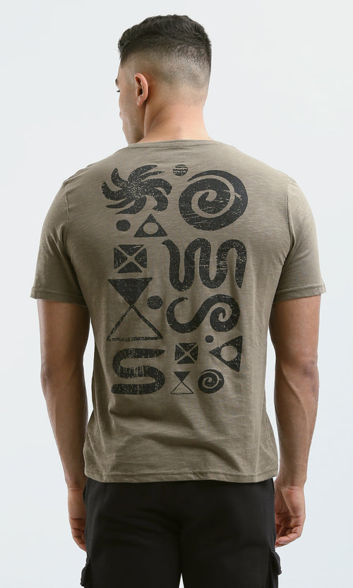 O179361 Summer Tee With Trendy Prints - Heather Dark Khaki