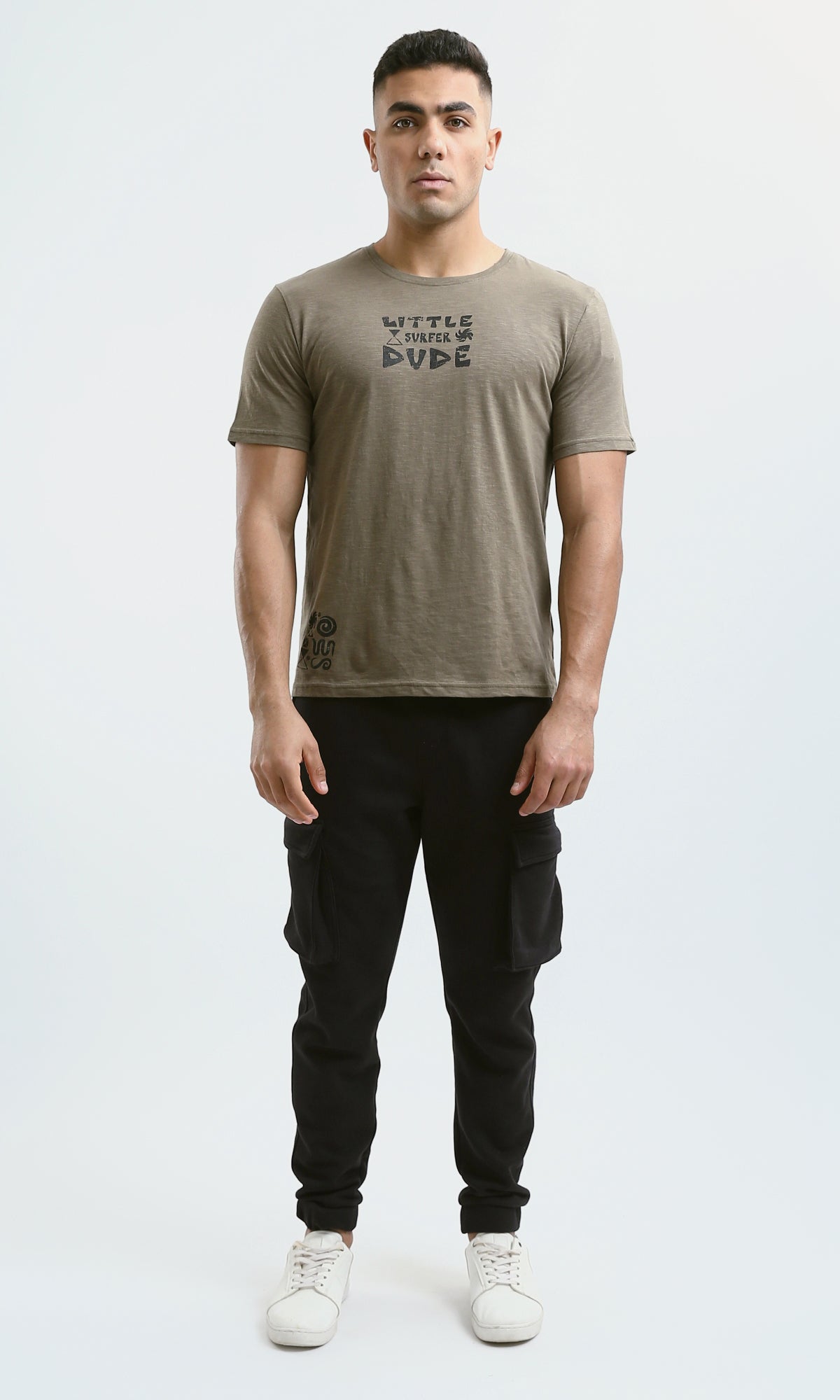O179361 Summer Tee With Trendy Prints - Heather Dark Khaki