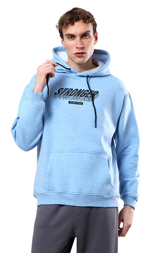O179375 Heather Sky Blue Slip On Hoodie With Front Print