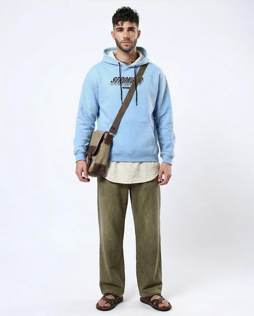 Ravin Men's "Stronger Than Ever" Marl Fleece Hoodie – Light Blue - o179375