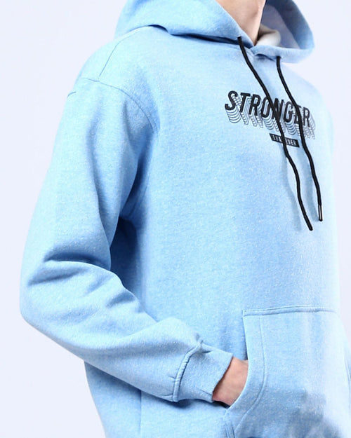 Ravin Men's "Stronger Than Ever" Marl Fleece Hoodie – Light Blue - o179375