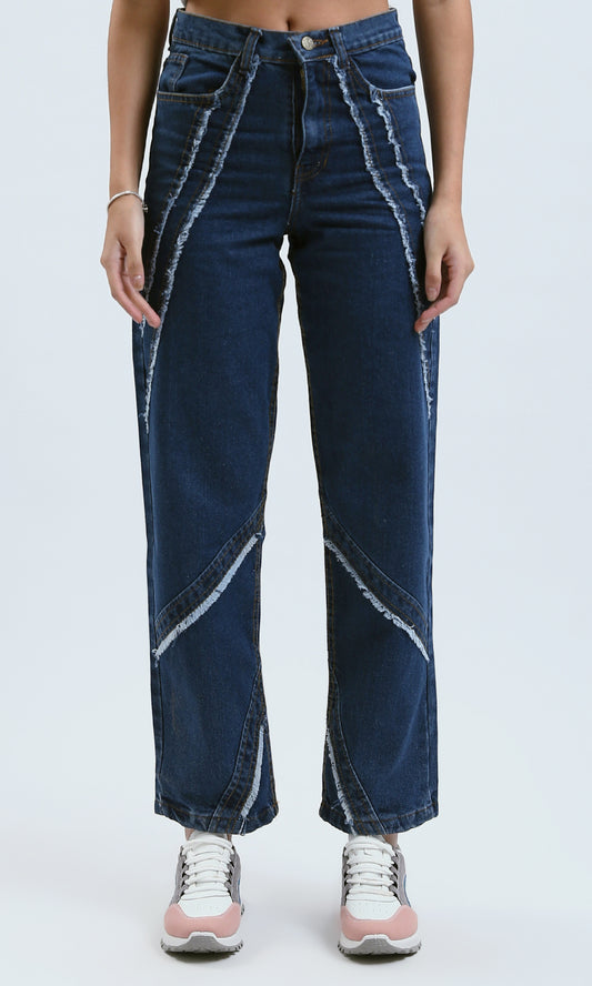 O179578 Standard Blue Casual Straight Jeans