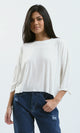 O179654 Slip On Cotton Ribbed Loose Top - Off-White