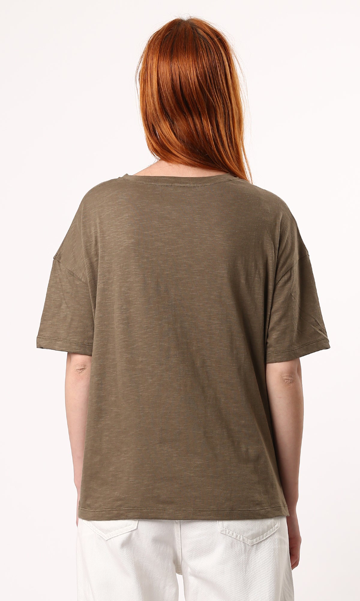 O179804 Heather Light Brown Cotton Relaxed Fit Tee