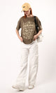 O179804 Heather Light Brown Cotton Relaxed Fit Tee
