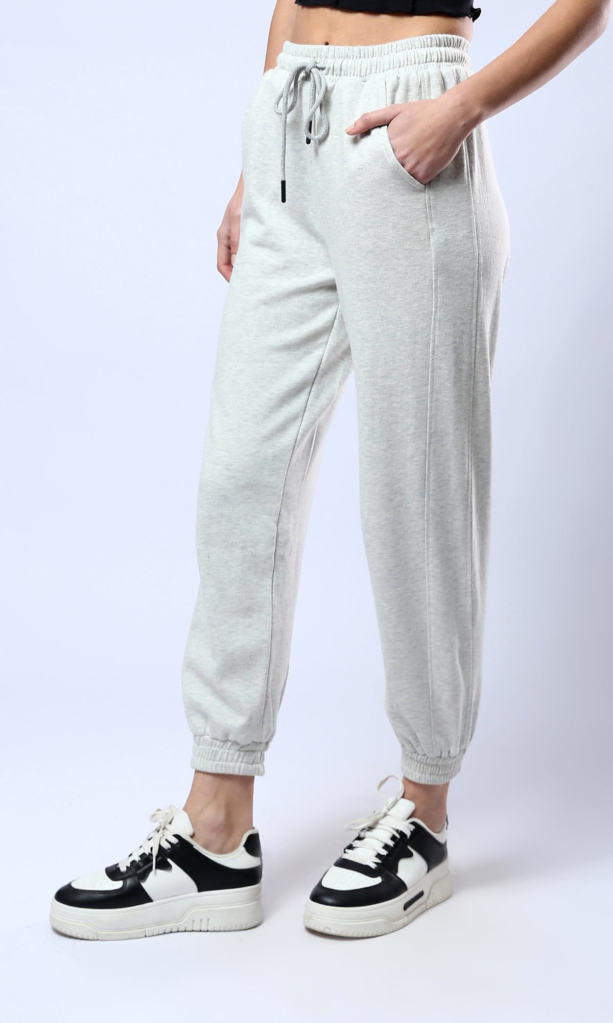 O179811 Heather Light Grey Comfy Cotton Jogger Pants