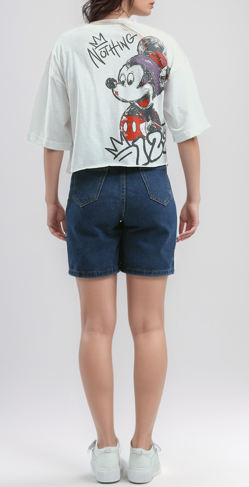 تي شيرت صيفي مريح هيذر أبيض