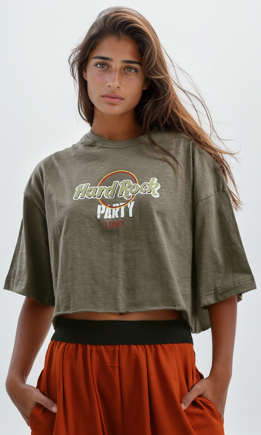 O179823 "Hard Rock" Printed Khaki Relaxed Fit Tee