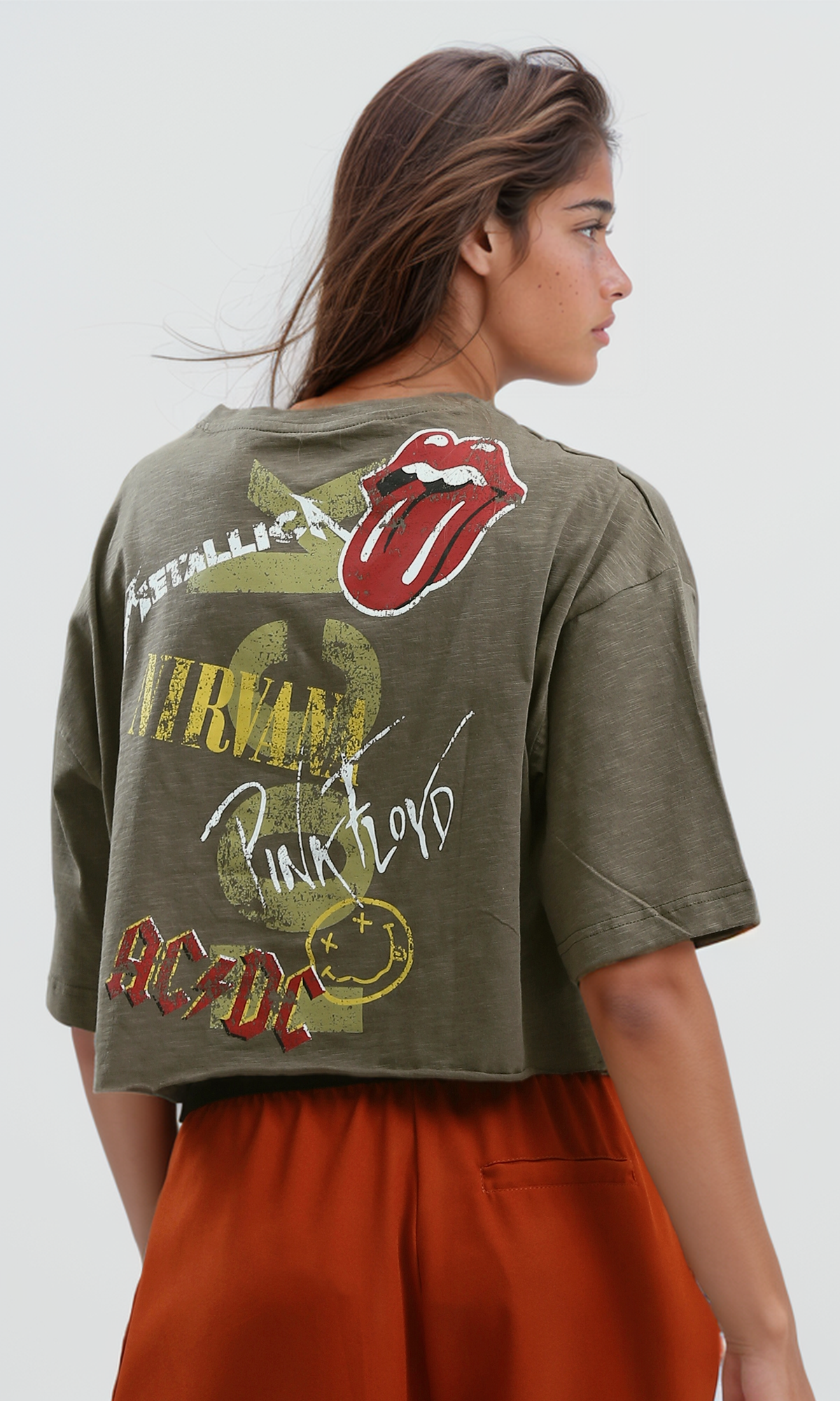 O179823 "Hard Rock" Printed Khaki Relaxed Fit Tee