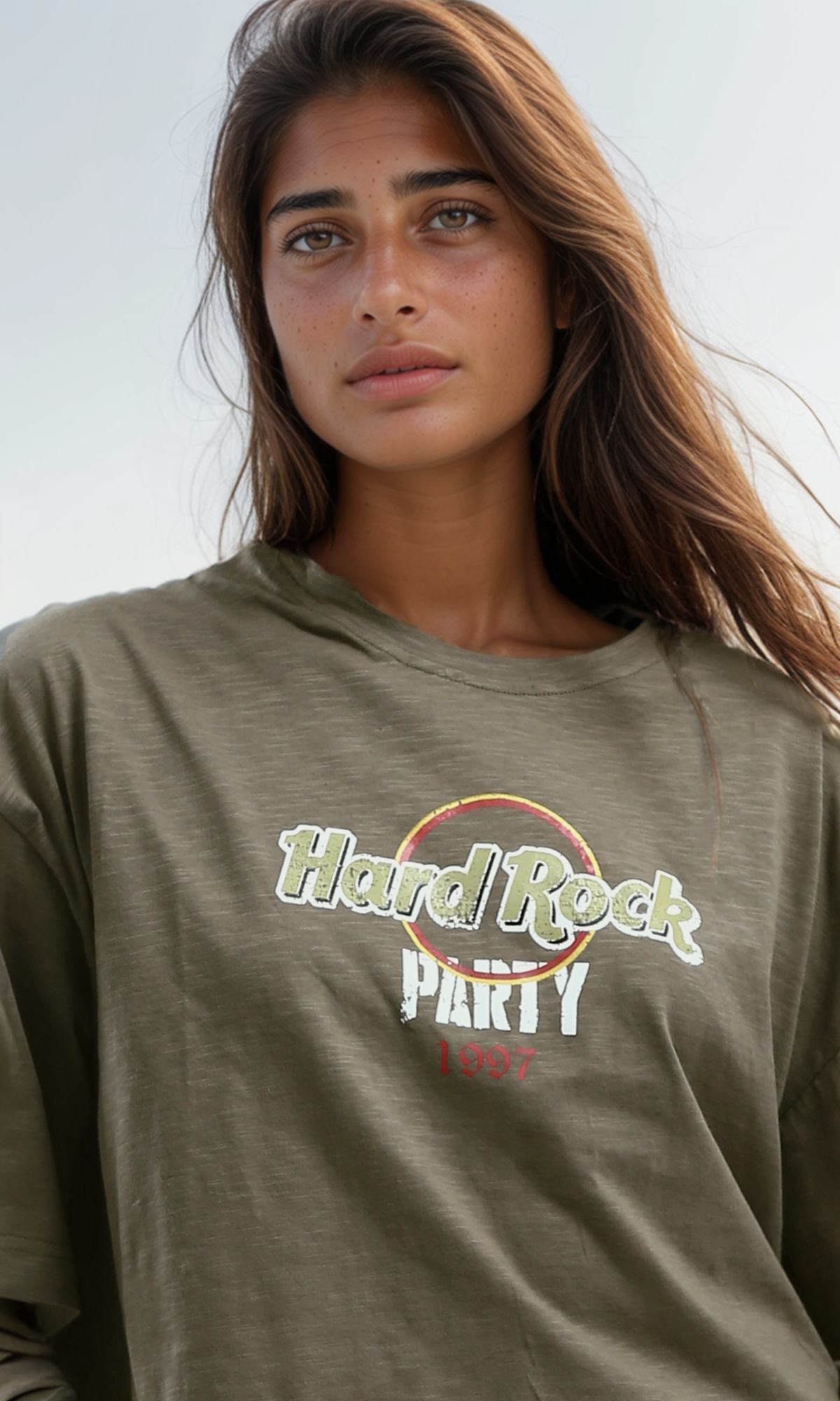 O179823 "Hard Rock" Printed Khaki Relaxed Fit Tee