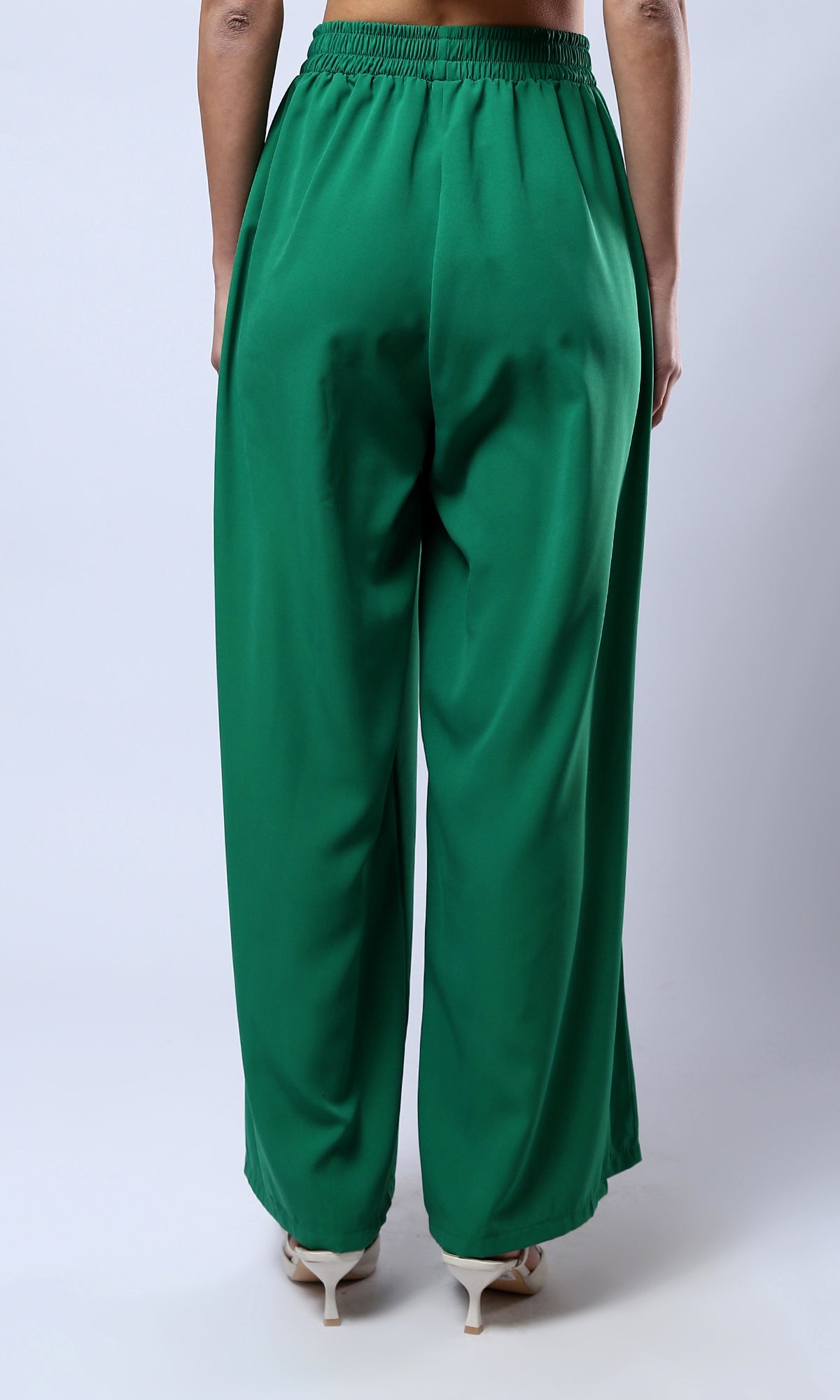 O179826 Elastic Waist Slip On Green Wide Pants