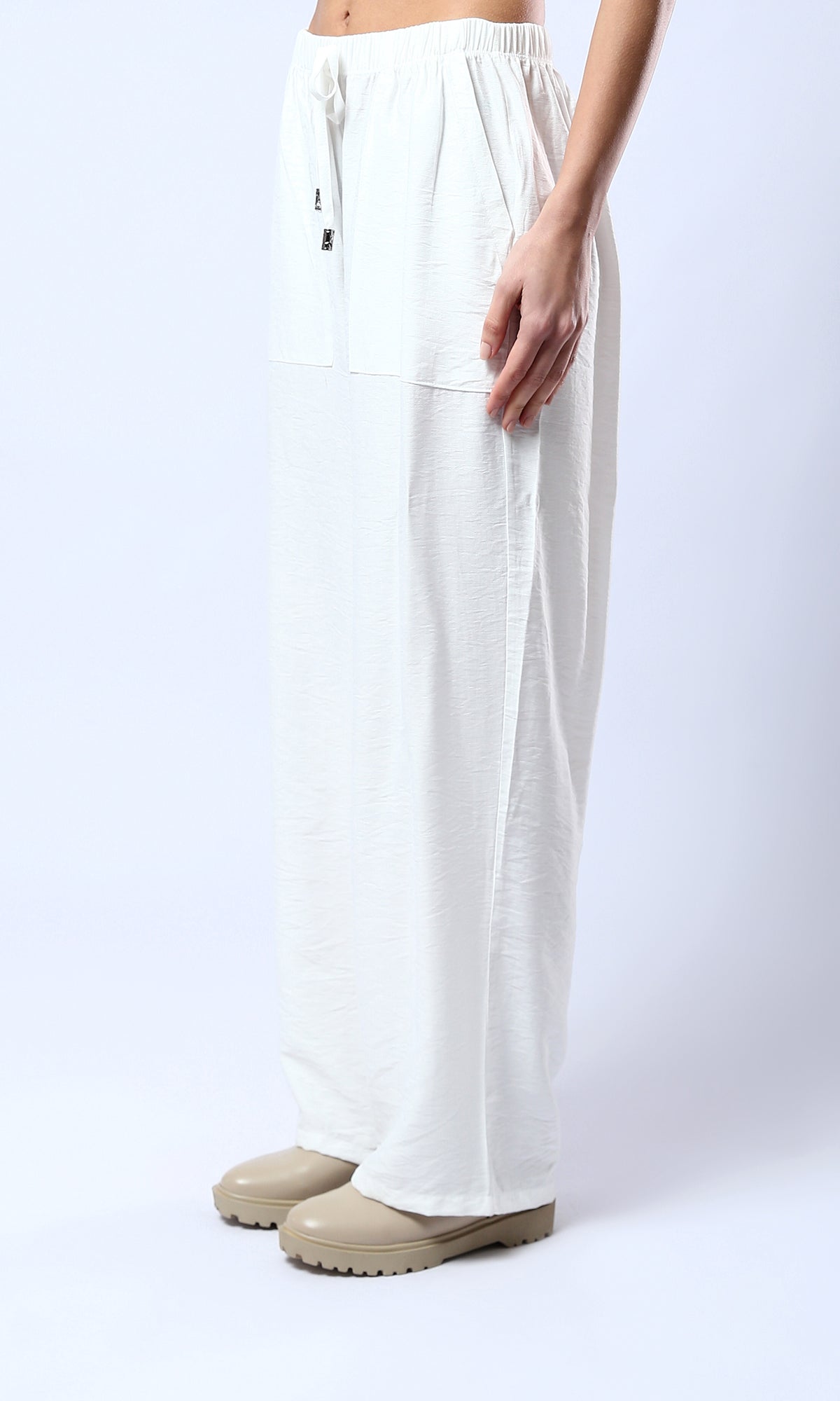 O179838 Comfy Wide Leg Off-White Summer Pants