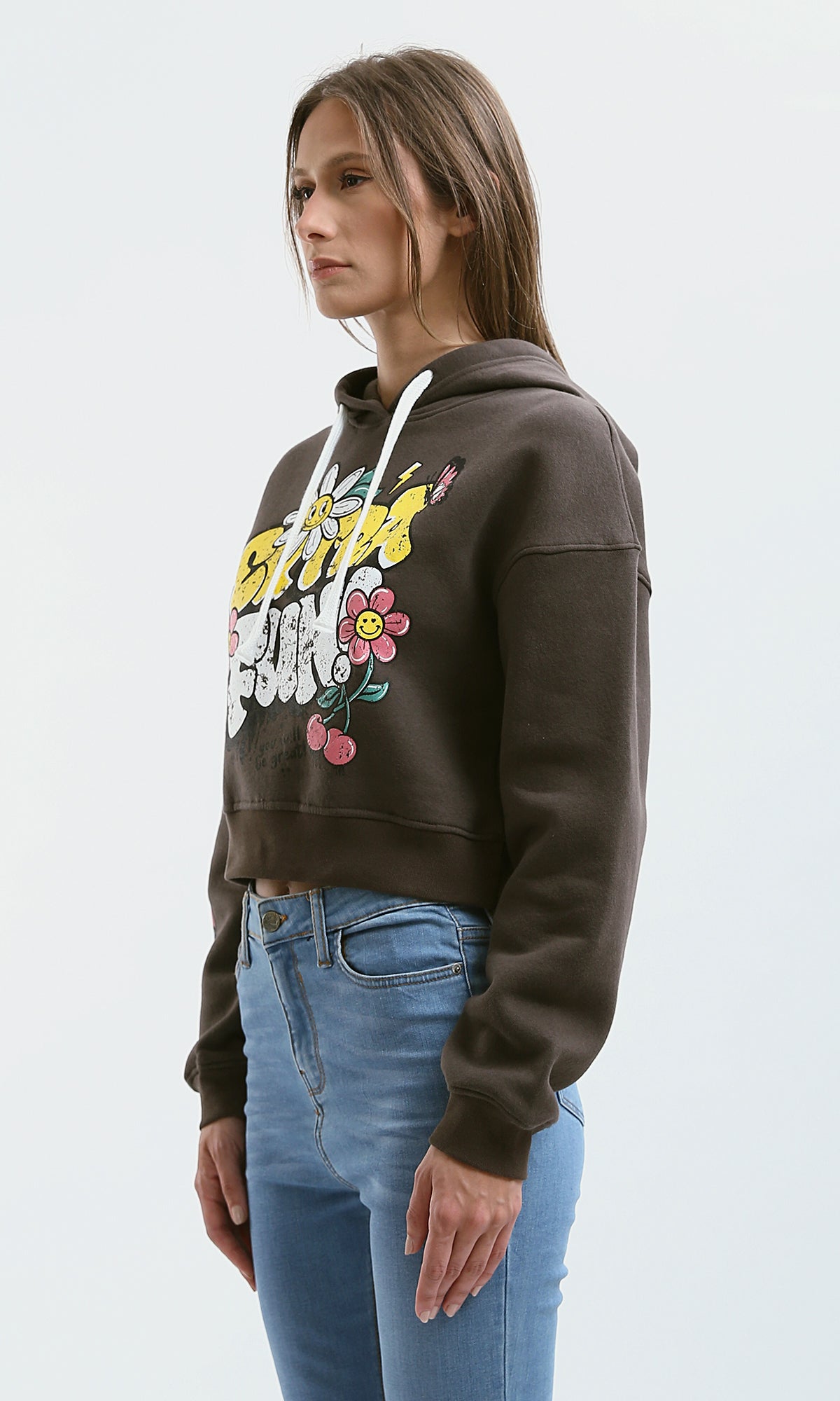 Women's Espresso Graphic Cropped Hoodie - 0179918