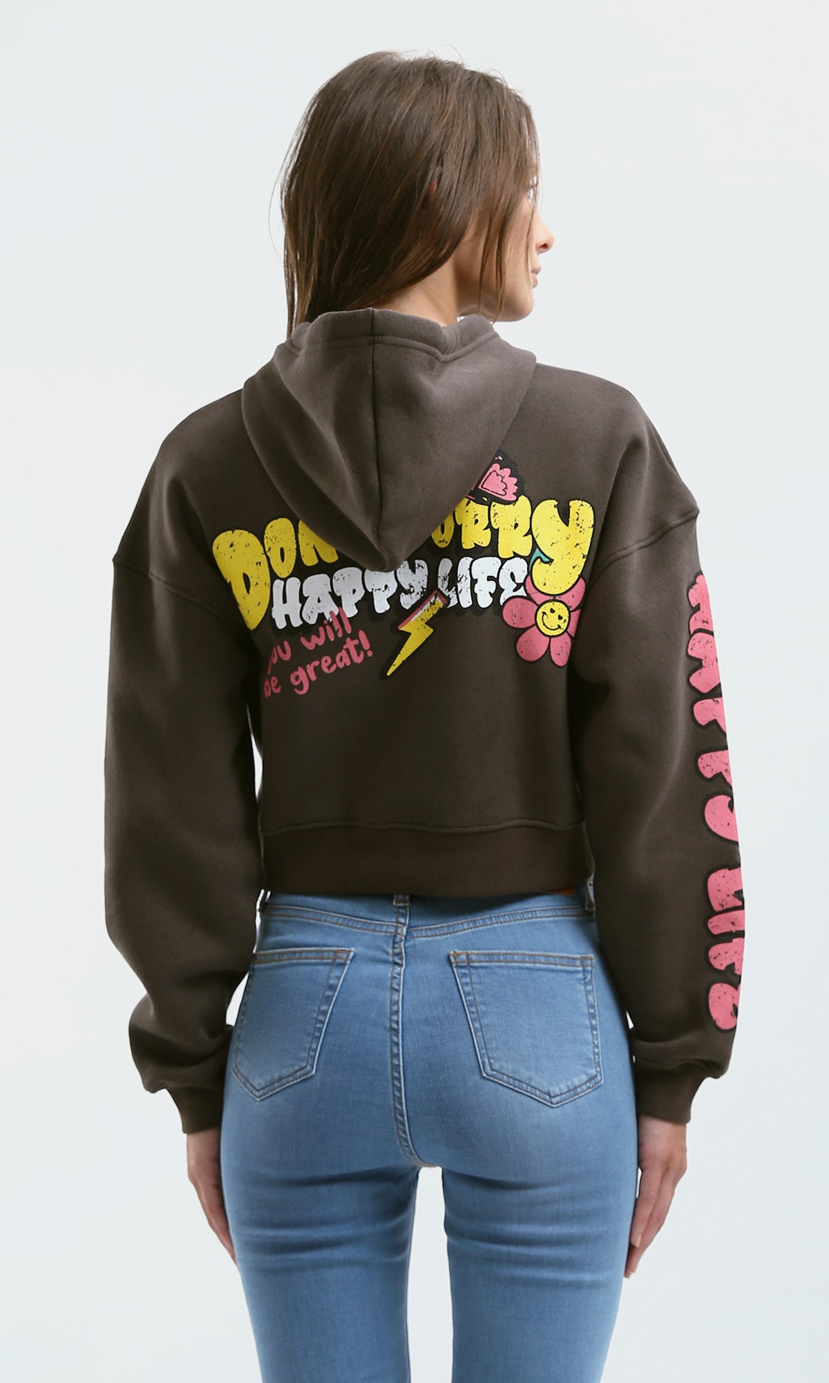 Women's Espresso Graphic Cropped Hoodie - 0179918