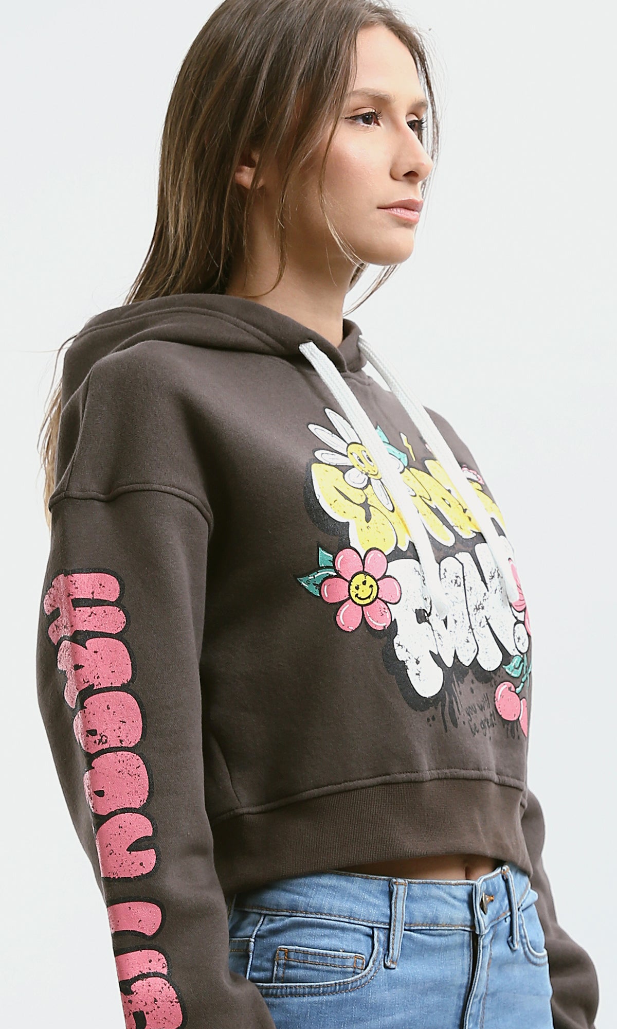 Women's Espresso Graphic Cropped Hoodie - 0179918